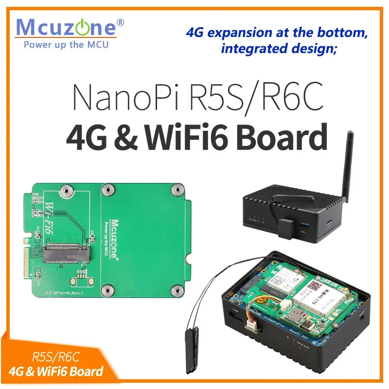 Фото Плата NanoPi R5S LTS/R6C_4G и WiFi6, RK3568B2, 4 ГБ DDR и 32 ГБ emmc, 2,5G Ethernet * 2, MT7922 (wifi6) и драйвер 4G LTE бесплатно №1