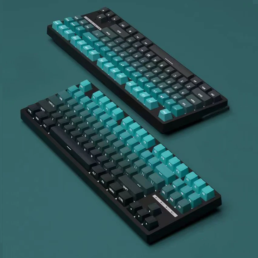 Голубые градиентные колпачки для клавиш из ПБТ с вишневым профилем