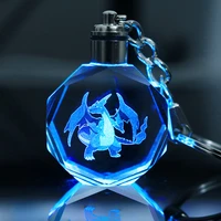 pokemon pikachu colorful light colors change crystal lamp kawaii mewtwo action figure keychain lamp toys for children kids gifts