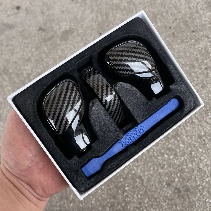 Хромированная матовая с кожаной ручкой переключения передач боковая крышка DSG