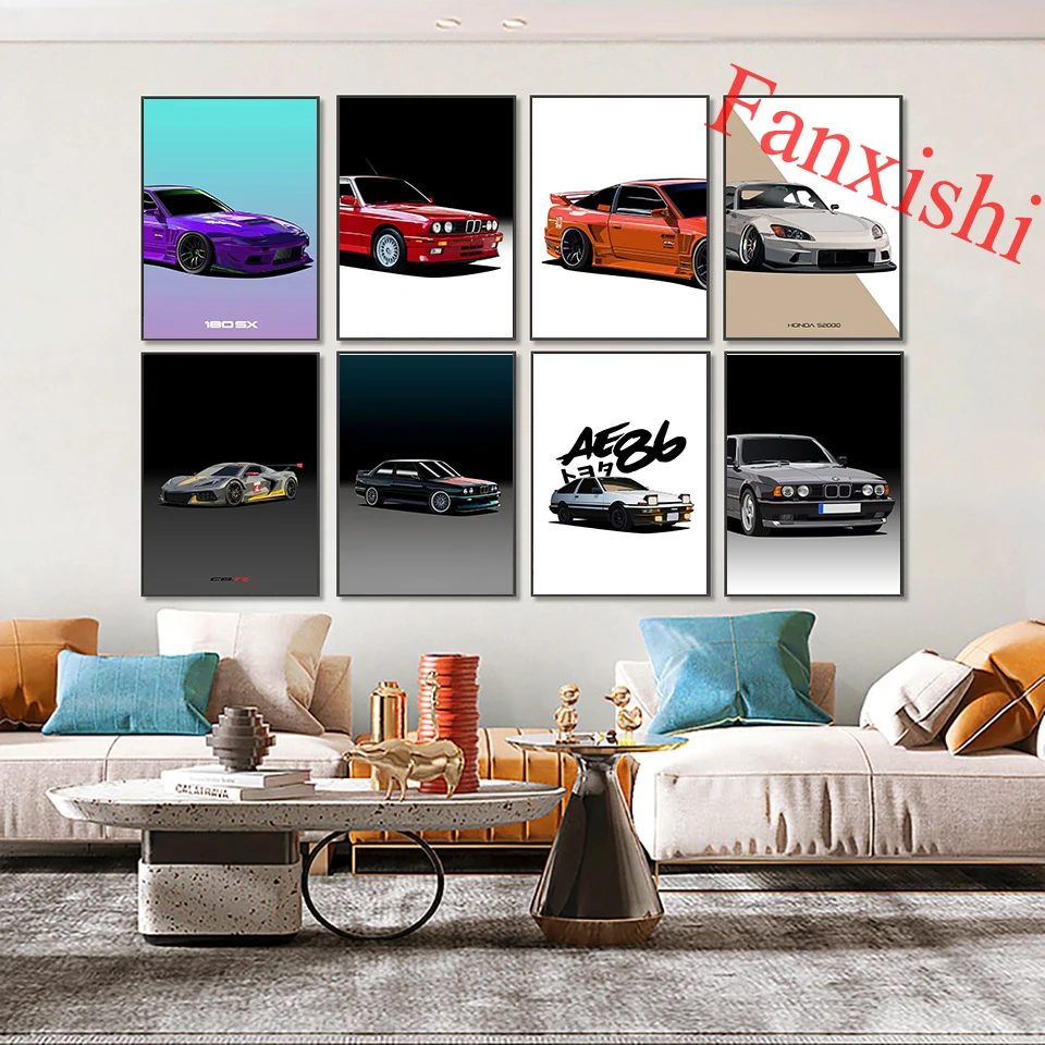 

R34 Nissan Skyline GTR M3 AE86 Car Poster Modern Wall Art Canvas Painting Hd Prints Modular Pictures Home Living Room Decor Gift