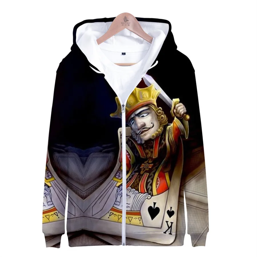 Толстовка Мужская/женская с надписью игральные карты и K Q J