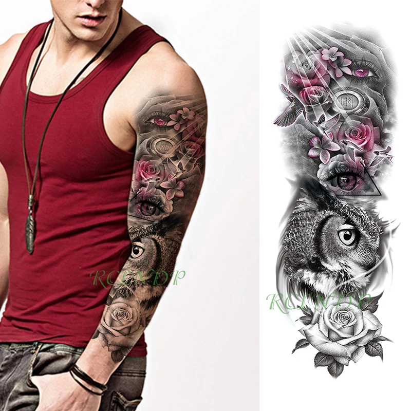 Водостойкие временные татуировки на наклейке - крест, цветок, песочные часы, глаза, фальшивые татуировки, мигающие татуировки, полный рукав татуировок для мужчин и женщин.
