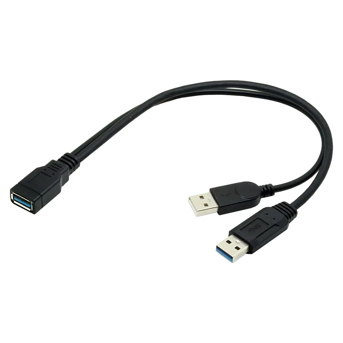 

CY Chenyang Chenyang-Cable Black USB 3.0 Female to Dual USB Male Extra Power Data Y Extension Cable for 2.5" Mobile Hard Disk