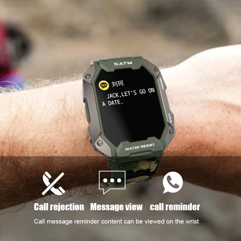 

2022 Men's Smartwatch 5ATM IP68 Waterproof Swimming Health Monitor 24 Sport Modes Watch Smartwatch for IOS Android