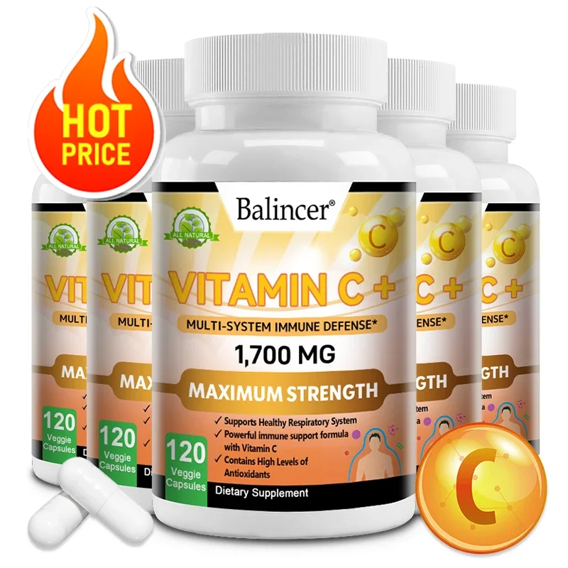 

Balincer Vitamin C 1700 mg with Vitamin D3, Zinc - Maximum Strength Multi-System Immune Support - 120 Vegetarian Capsules