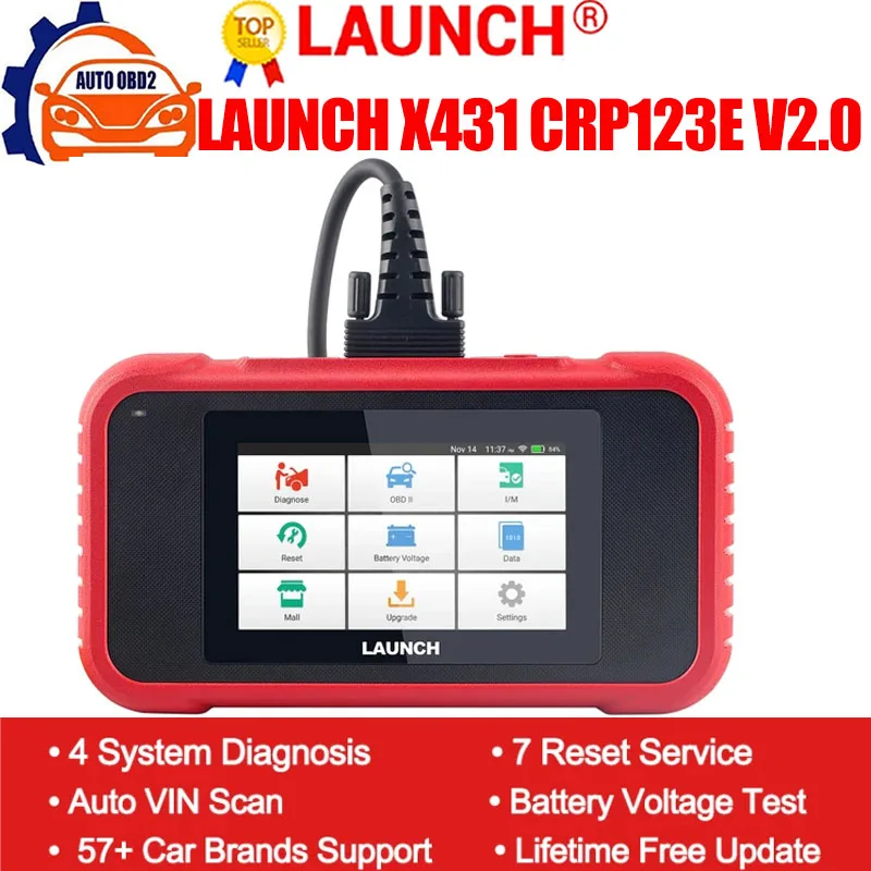 LAUNCH X431 CRP123E V2.0 OBD2 Сканер ENG ABS Airbag SRS AT Автоматический диагностический инструмент