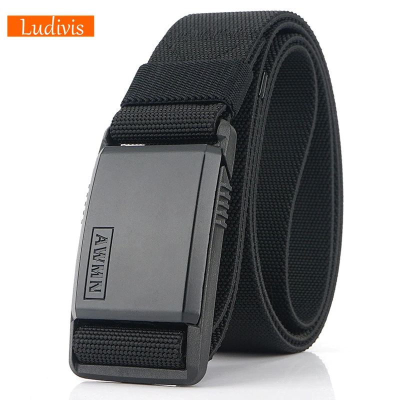 Fashion Nylon Belt Magnetic Buckle Adjustable Quick Unlock Belts For Men Military Combat Elastic Belts Quality Wear-resistant