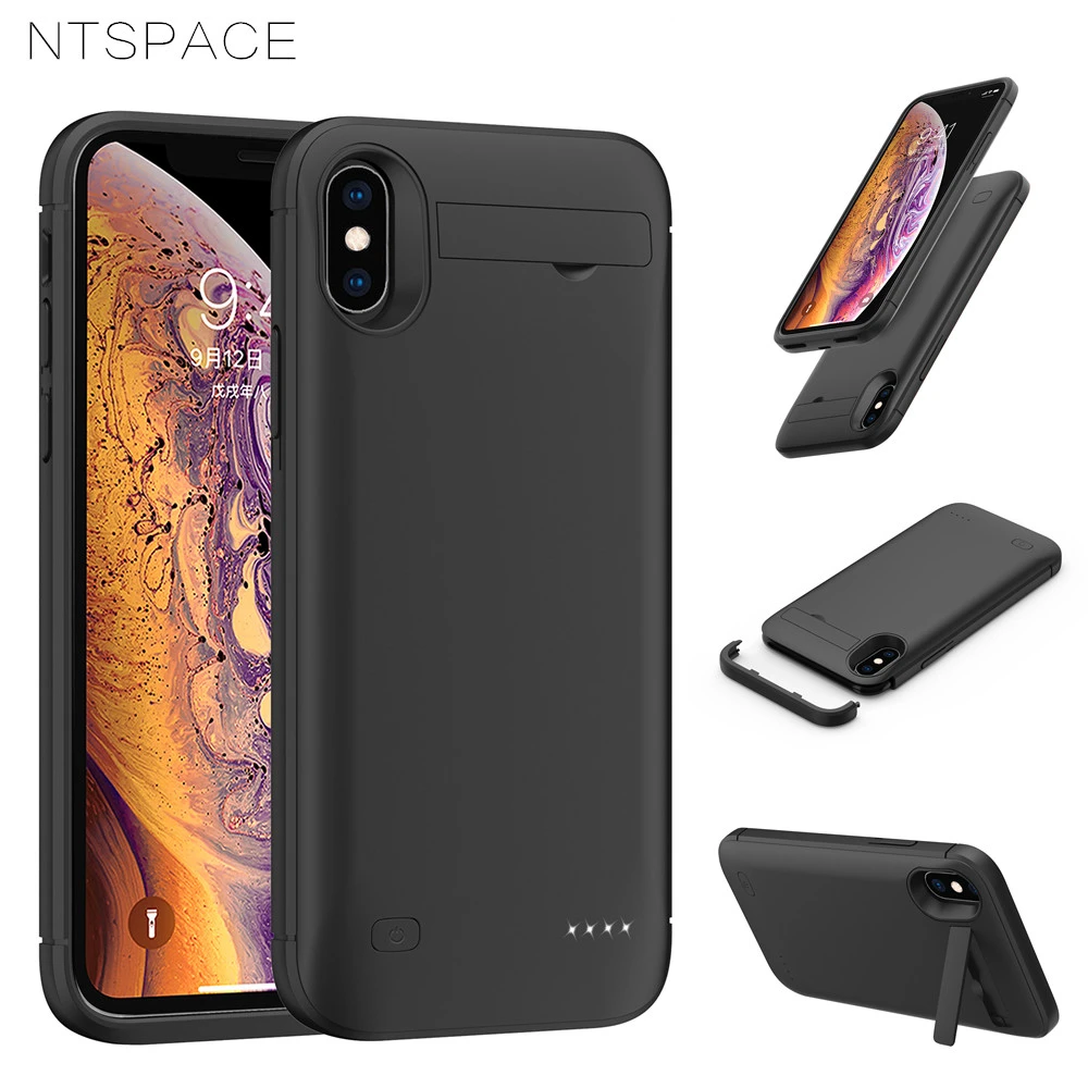 

NTSPACE Slim Power Bank Case For iPhone XS MAX XR Battery Cases Backup Powerbank Charging Cover External Battery Power Case