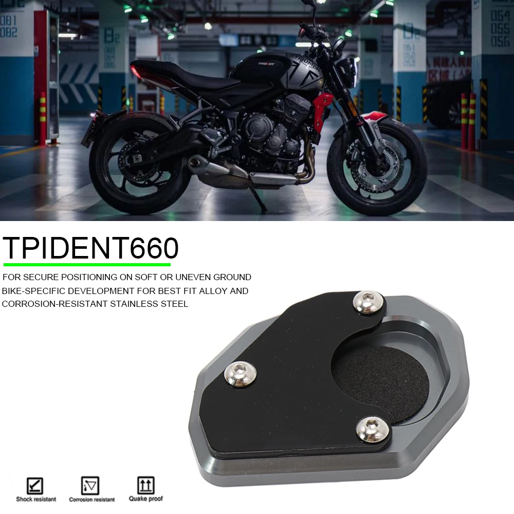

2021 For Trident 660 Motorcycle Accessories Kickstand Enlargement Side Stand extension Plate Pad