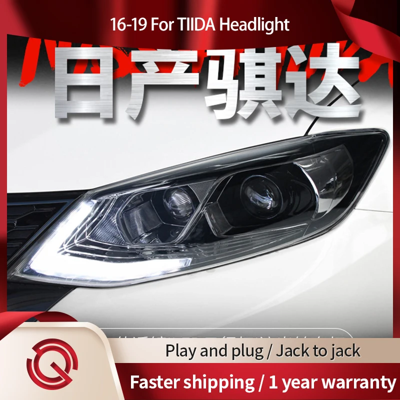 

Автомобильные аксессуары, фары для NISSAN Tiida 2016-2019 лет, ранние фары с ангельскими глазами, Биксеноновая лампа, передние фары, автомобильный Стайлинг