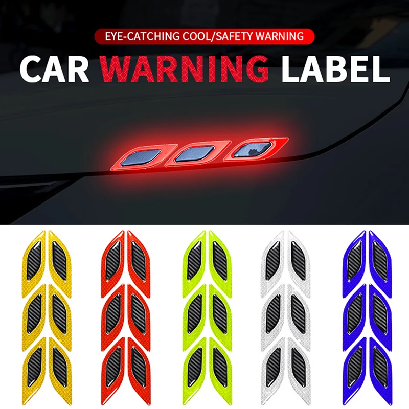 

Stickers For Car 6pcs/set Car Reflective Strips Carbon Fiber Car Sticker Truck Auto Motor Anti-scratch Safety Warning Sticker