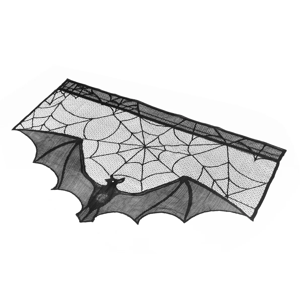 

Каминная ткань, занавеска, шарф, кружевная каминная ткань, шарф, черный декор, Хэллоуин, летучая мышь, паутина, ткань для печки