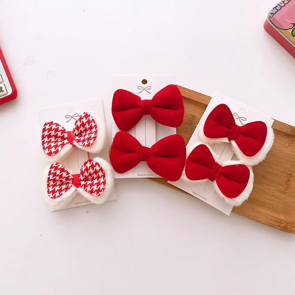 

2pcs Plush Bow Princess Hairpins Children Girls Kid Hair Clips Barrettes Accessories Red Color Baby Hairclip Headwear Headdress