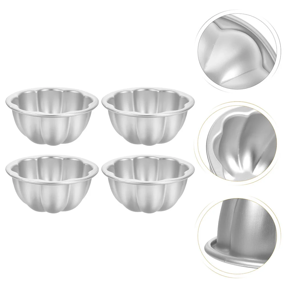 

4 Pcs Mini Cake Pans Mold Baking Molds Muffin Tart 9.5X9.5X4.5CM Stencils Silver Aluminum Alloy