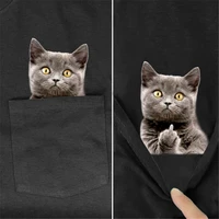 cloocl fashion animal cat dog pocket t shirt cotton funny harajuku menwomen summer casual tee short sleeve shirts dropshipping