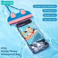 usams ipx8 waterproof phone bag with lanyard universal drift diving surfing swim pouch bag case cover for iphone xiaomi huawei
