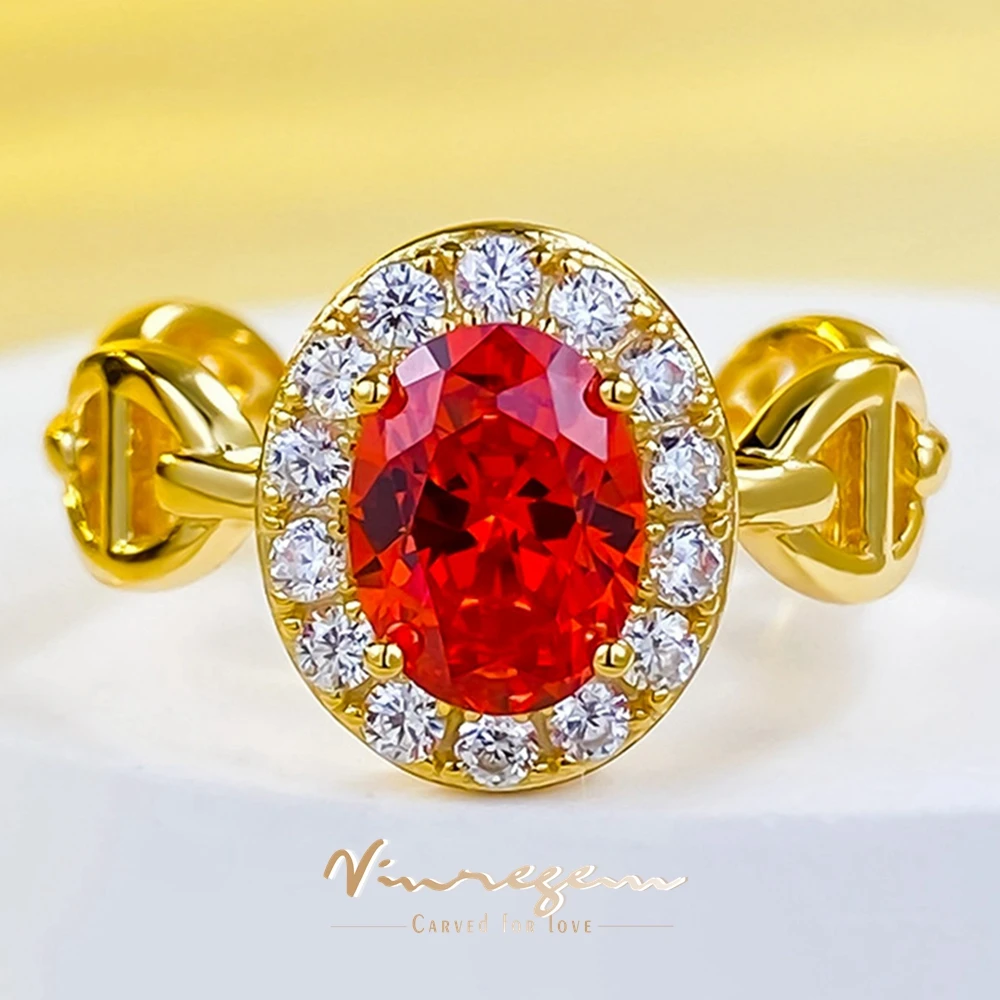 

Vinregem овальной огранки 6*8 мм рубиновый драгоценный камень 18K позолоченное искусственное серебро тонкое Винтажное кольцо для женщин обручальные ювелирные изделия подарки