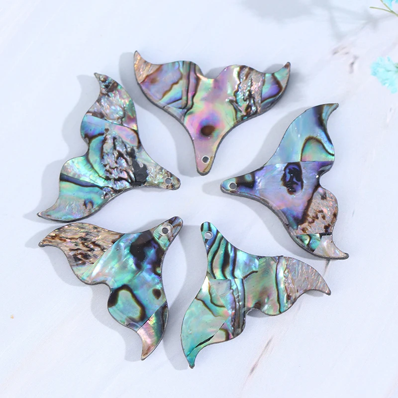 

5Pcs Natural Abalone Shell Fishtail Pendants Charms Mother Of Pearl Shell For Diy Jewelry Making 25*20mm Fishtail Seashell Gift