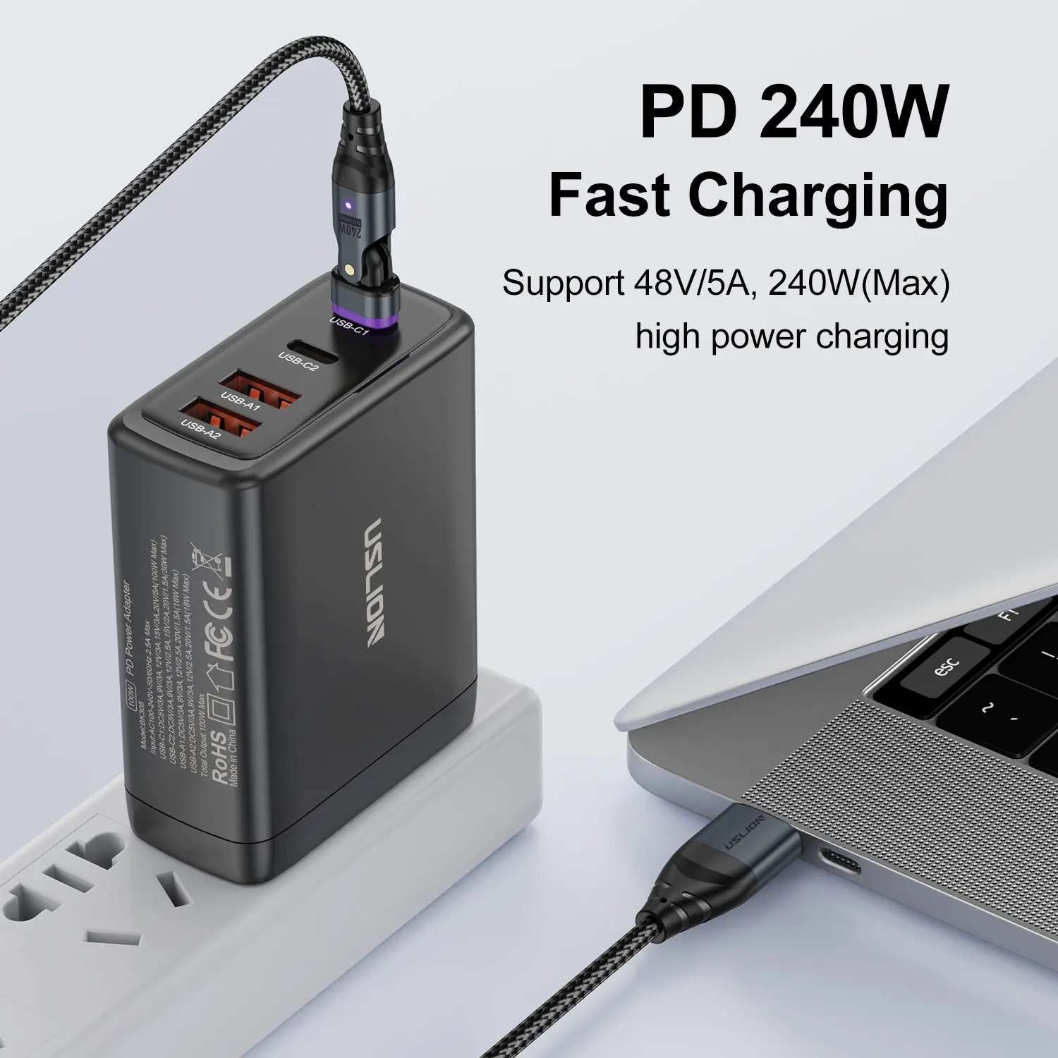 Фото Магнитный зарядный кабель PD3.1 240 Вт с Micro USB на USB C, зарядный кабель Type-C для Xiaomi, Samsung, S23, Huawei, шнур для передачи данных для iphone 15 №5