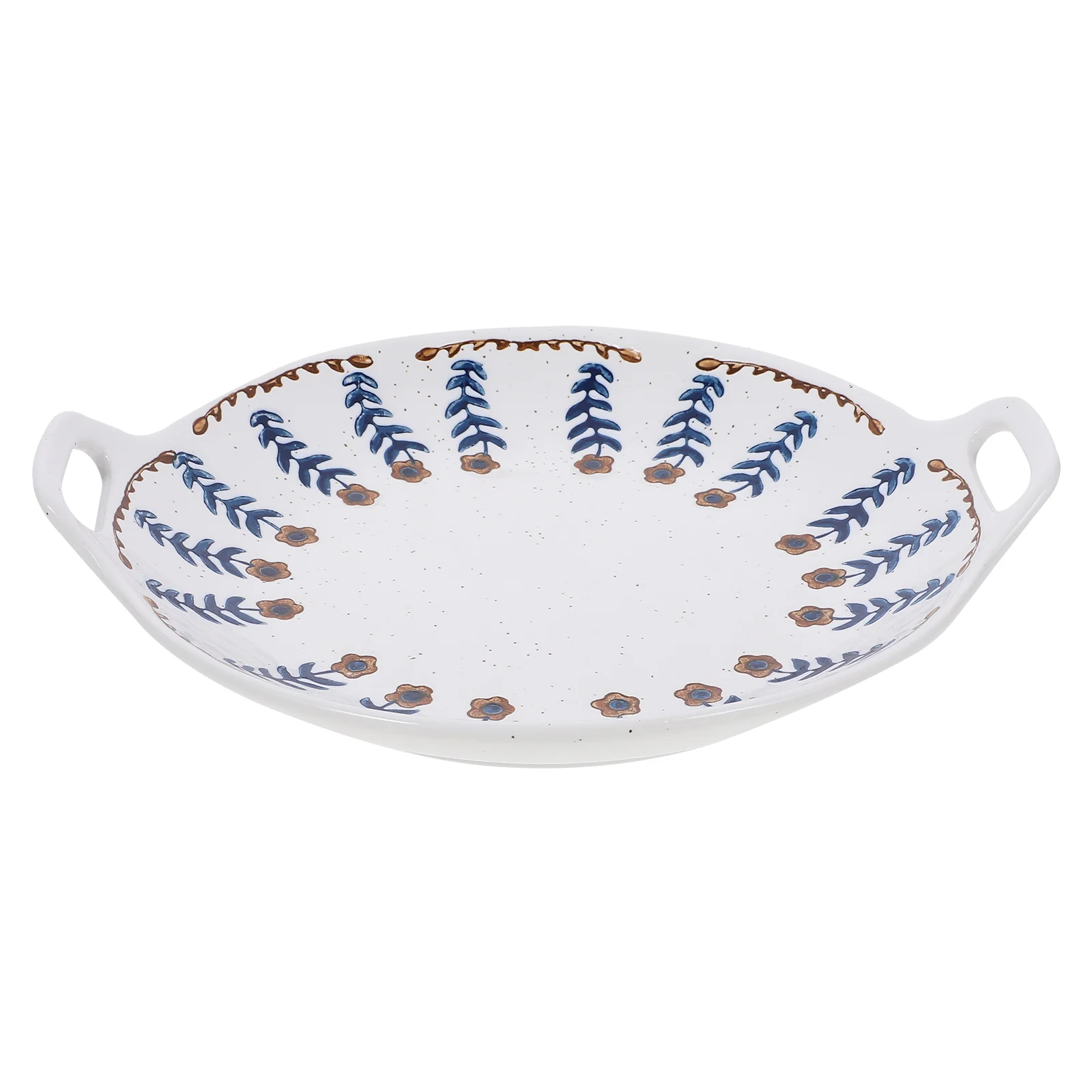 

Cutlery Tray Appetizer Plates Ceramic Tableware Salad Home Breakfast Cold Dish Double Handles Serving