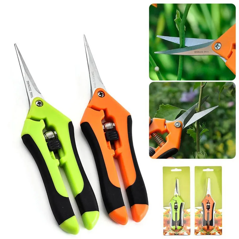 

Garden Pruning Shear Straight Blade Shears Stainless Steel Elbow Cut Tools for Shrub Trimmer Household Leaf Potted Branch Pruner