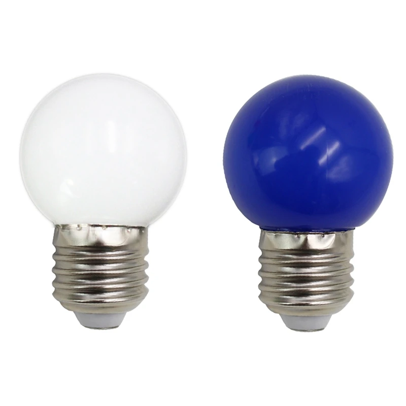 

E27 Led Bulbs - E27 1W Pe Frosted Led Globe Colorful White/Red/Green/Blue/Ylellow Lamp 220V -2Pcs(Blue&White)