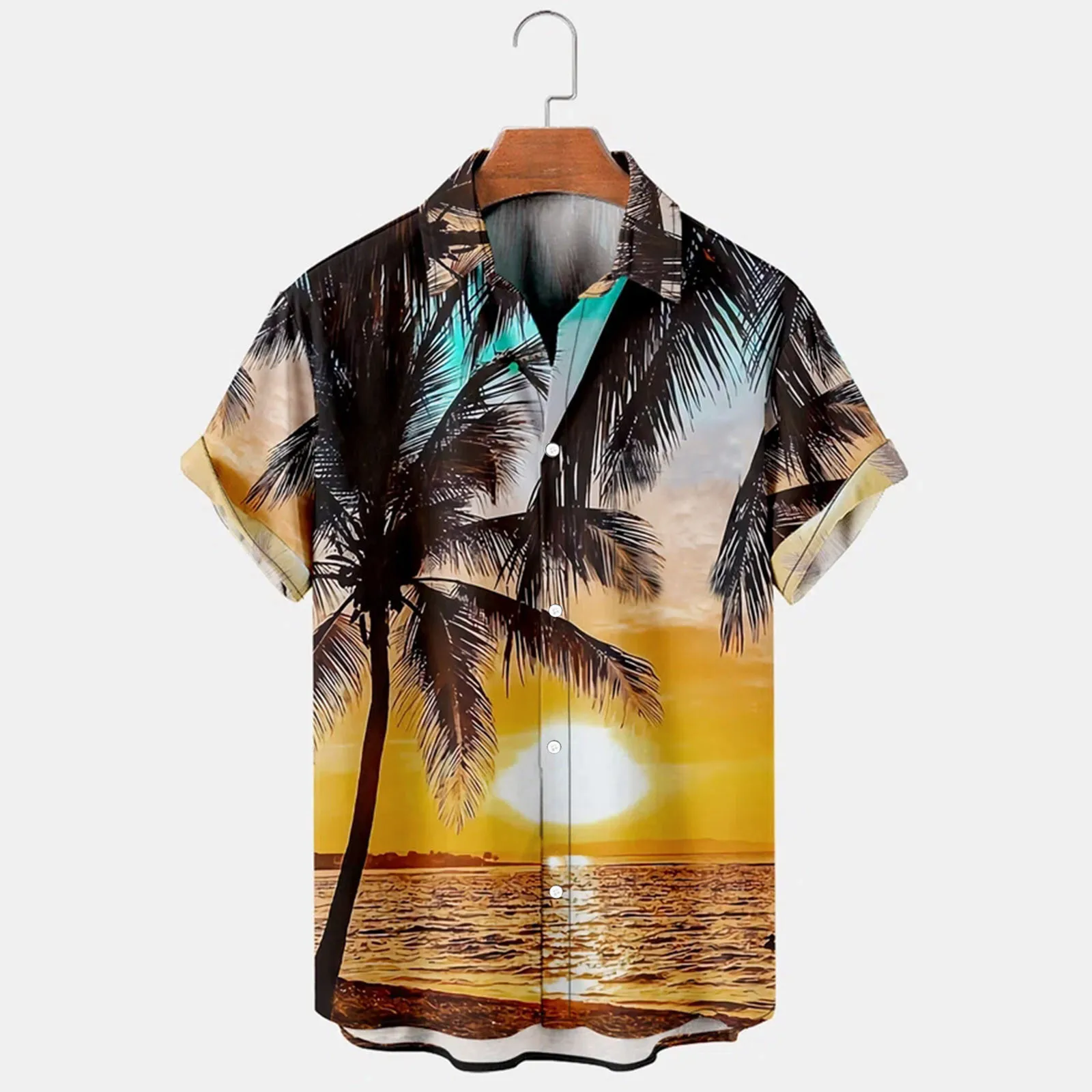 

Men's 3d Coconut Tree Print Shirt Casual Hawaiian Style Loose Shirt Men's Summer Short Sleeve Shir Beach Wear Loose Blouse Top