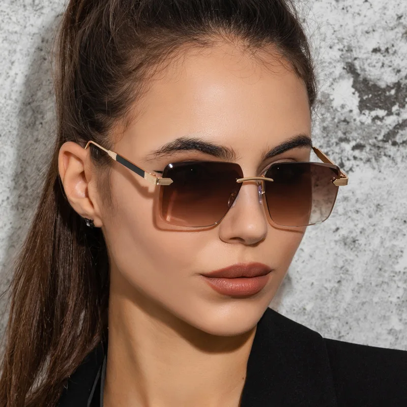 

Personality Square Frameless Cut-edge Sunglasses Men and Women Trend Gradient Sunglasses Ocean Film Street Shooting Glasses