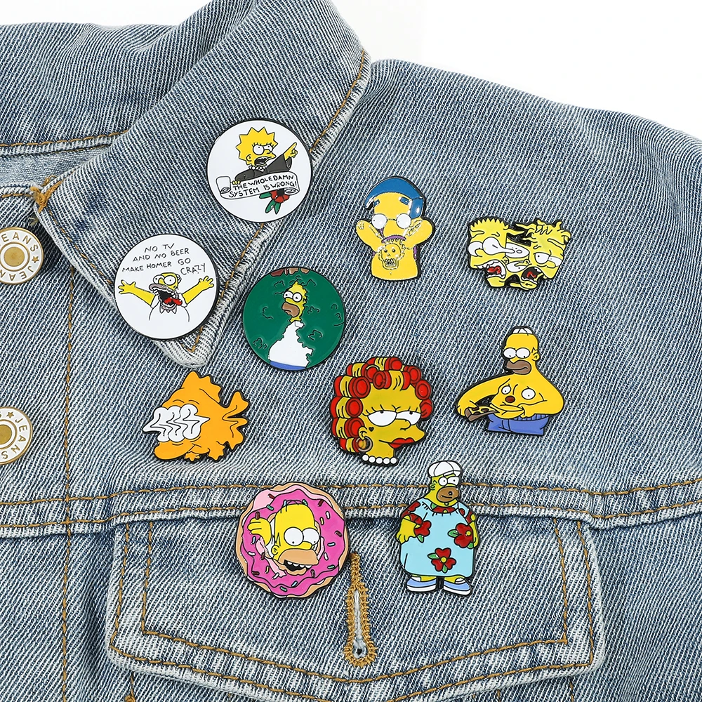 Disney Comedy Anime TV The Simpsons Enamel Brooch Cute Funny Cartoon Jacket Lapel Pins for Women Bags Badge Jewelry Accessories images - 6