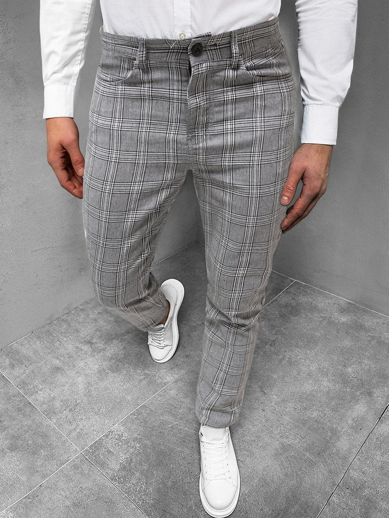 Men's clothing Plaid Tapered Pants
