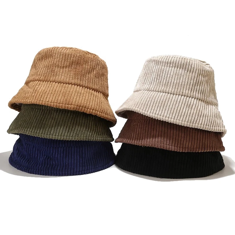 

Spring Autumn Corduroy Bucket Hat Solid Color Women Men Fisherman Hat Hip Hip Cap Foldable