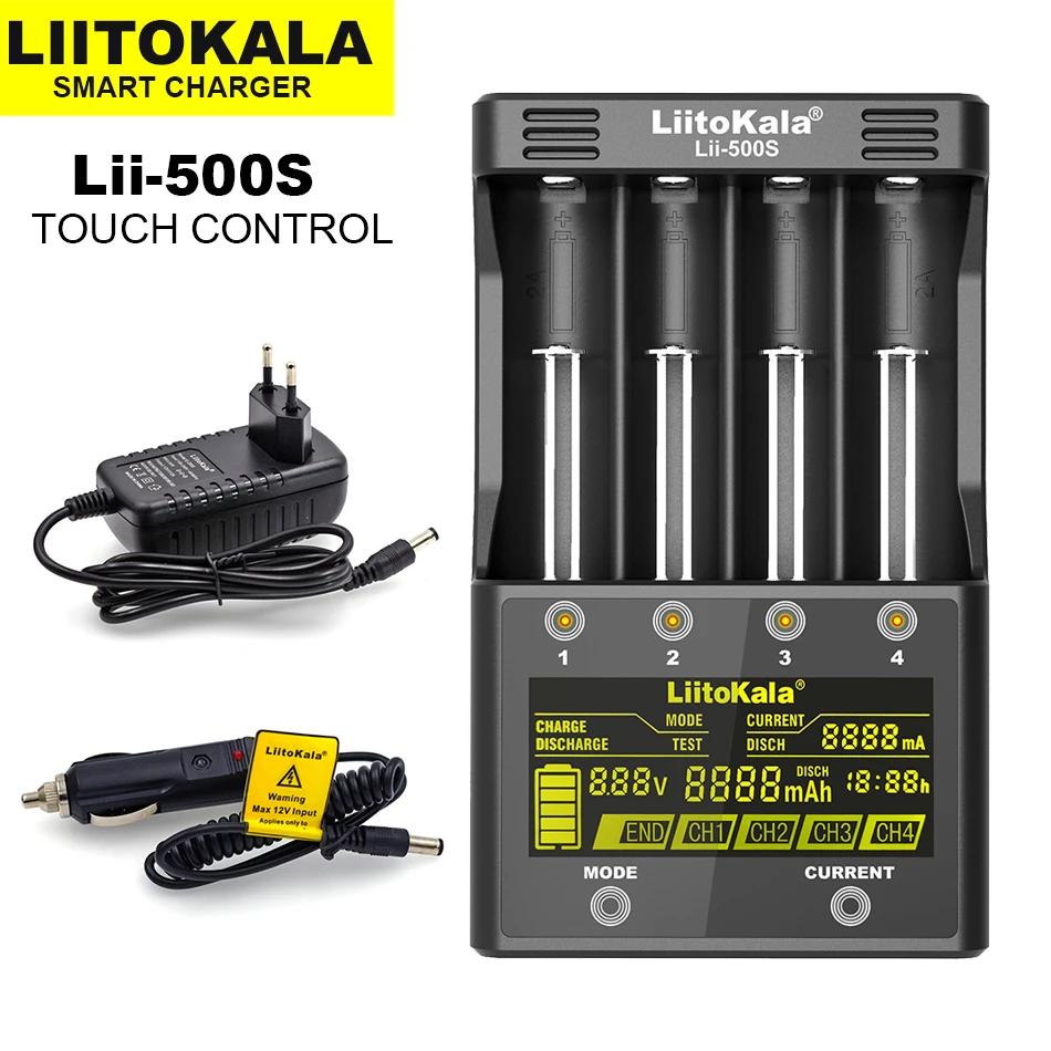 

Liitokala Lii-500 Lii-PD4 Lii-500S Lii-S6 Lii-PD2 LCD 3.7V 18650 18350 18500 21700 20700 26650 Multifunctional Battery Charger