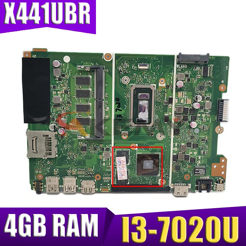 

X441UBR original mainboard For ASUS X441UV X441UVK X441UR X441URK X441UB laptop motherboard mainboard with I3-7020U V2G 4GB RAM