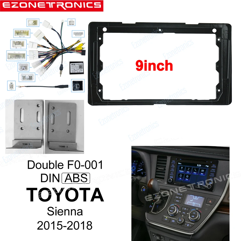 

1/2Din Car DVD Only Frame Audio Fitting Adaptor Dash Trim Kits Facia Panel 9" For Toyota Sienna 2015-2018 Radio Player