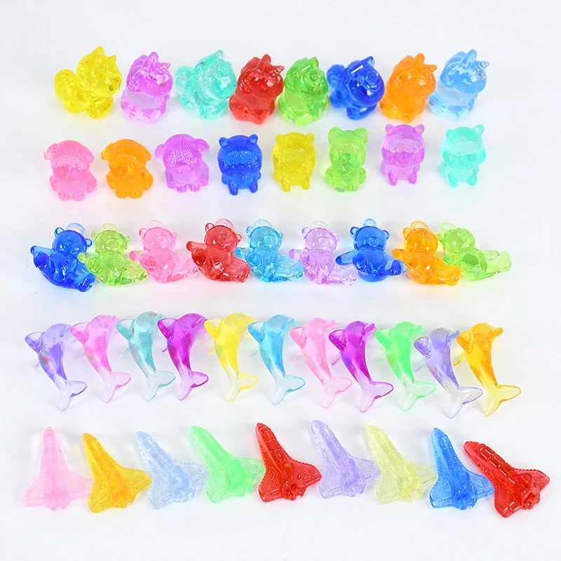 

10pcs 3D Mini Bear Animals Actylic Toys Cute Unicorn Swan Dolphin Miniature Figurine DIY Scrapbooking Accessories Hair Bow Craft