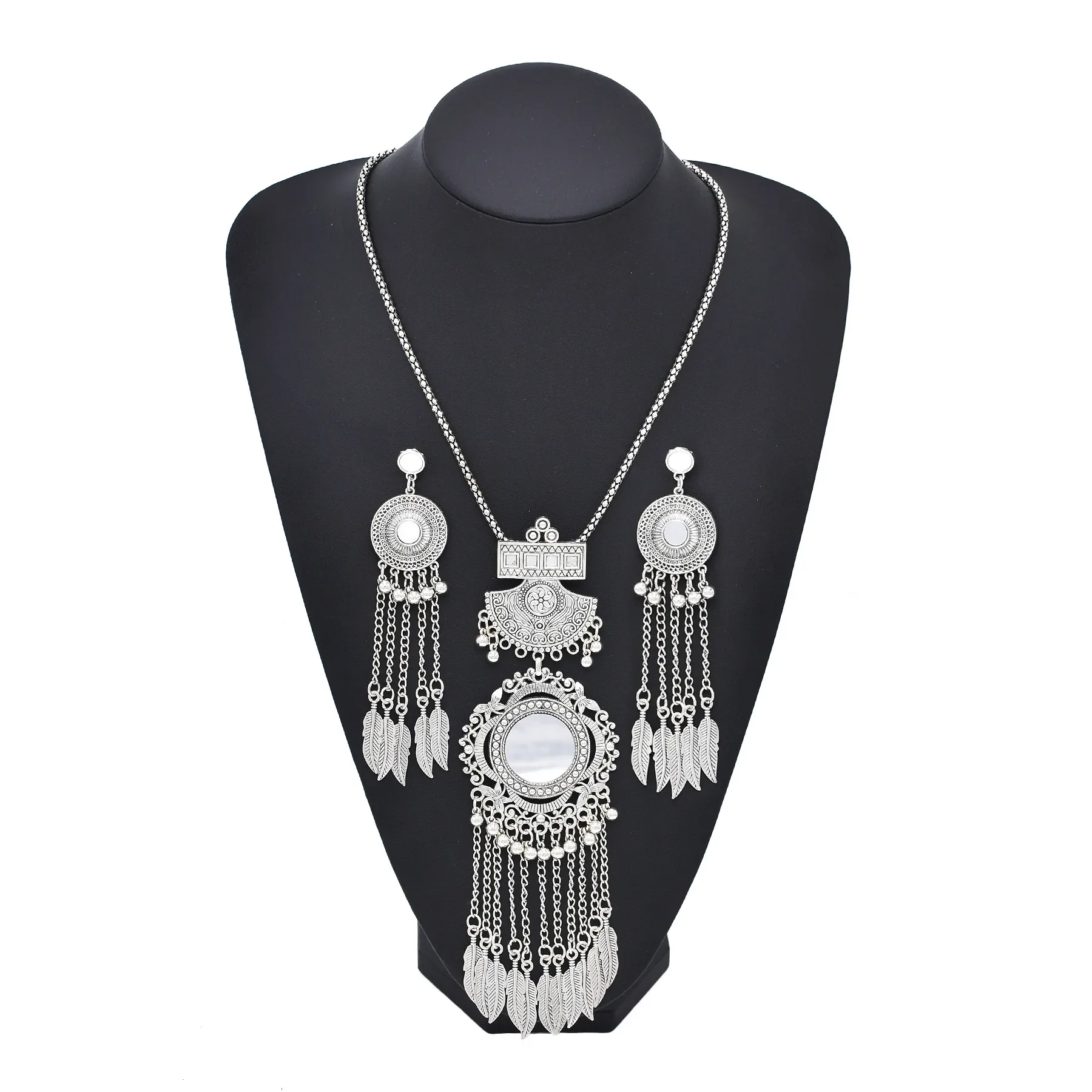 Ожерелье из сплава в винтажном стиле модный комплект двух предметов с перьями