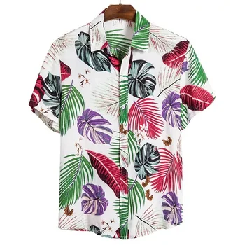 2022NEW Summer Fashion Mens Hawaiian Shirt Printed Short Sleeve Big Us Size Hawaii Flower Beach Floral Patterns 2