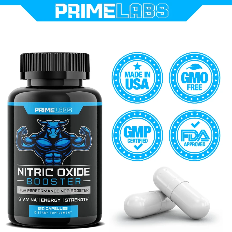 

Advanced Pre Workout Booster, L-Arginine 3X Strength Nitric Oxide Supplement - Citrulline Malate, Vegetarian Capsules