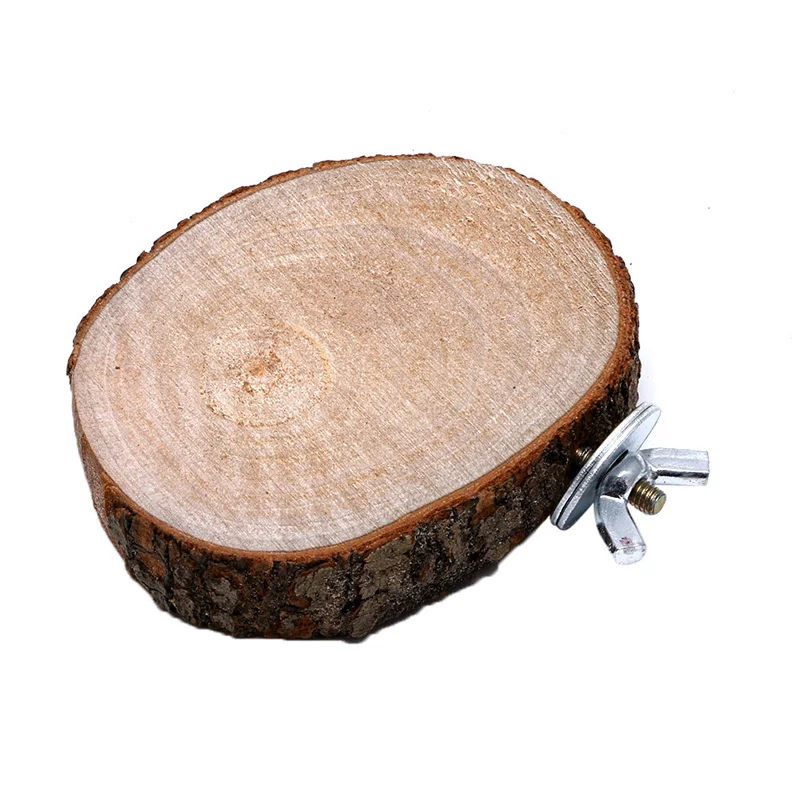 

Parrot Wooden Perch Stand Platform Natural Wood Round Board for Parakeets L21A