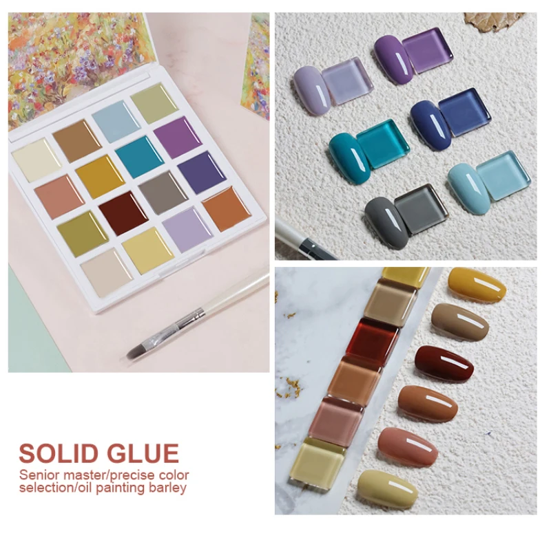 

16 Color Solid Nail Gel Palette Solid Glue Phototherapy Nail Polish Glue Jelly Varnishes Uv Gel LED Manicure Painting DIY Gel