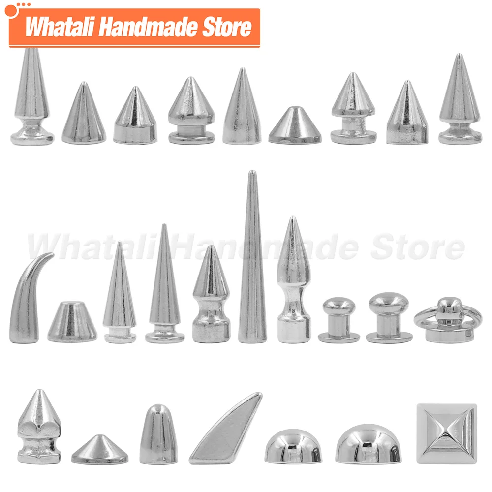 

5-50pcs/set Silver Screw Spikes Bullet Spikes Rivets For Leather Punk Studs Clothes Thorns Patch Jacket Accessary With Screws