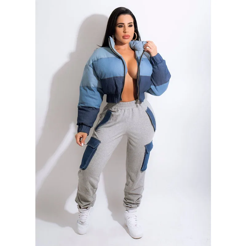 

Winter Parkas Gradient Stitching Long-sleeve Jackets for Women Clothing Harajuku Clothes Casual Coat Streetwear Wholesale Items