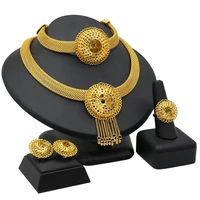 new 24k gold plated jewelry set womens necklace hand jewelry ring earring jewelry trend jewelry set