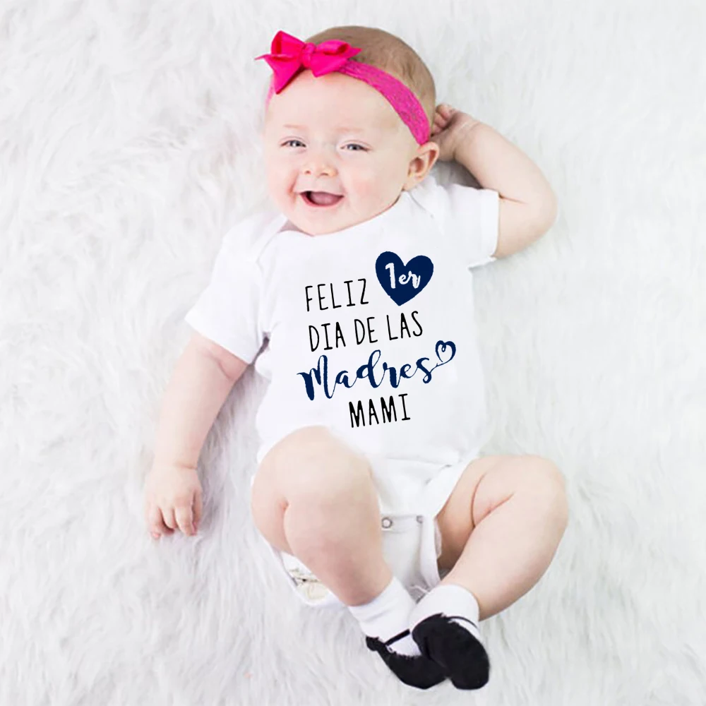 

Happy Mothers Day Baby Boys Girls Clothes 1st Mothers Day Baby Grow New Born Bodysuits Infant Short Sleeve Romper New Mom Gift