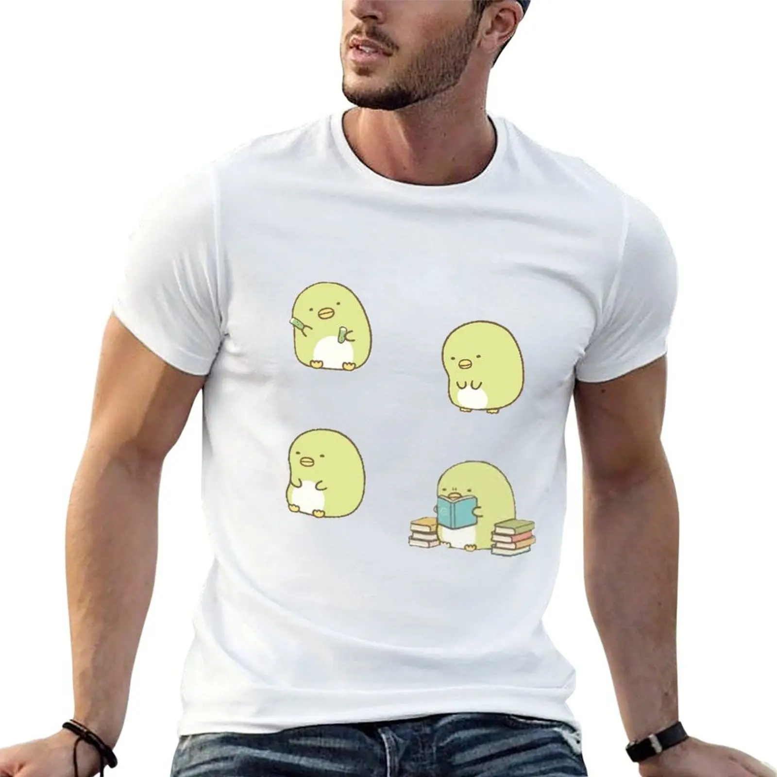 Фото Футболка Sumikko Gurashi, футболка с изображением пингвина, аниме-футболки для мужчин, мужская футболка, хлопковая мужская футболка, футболка №1
