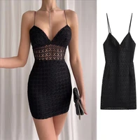 women fashion mini dress vintage backless zipper thin straps with dresses sexy slim fit solid color skirt