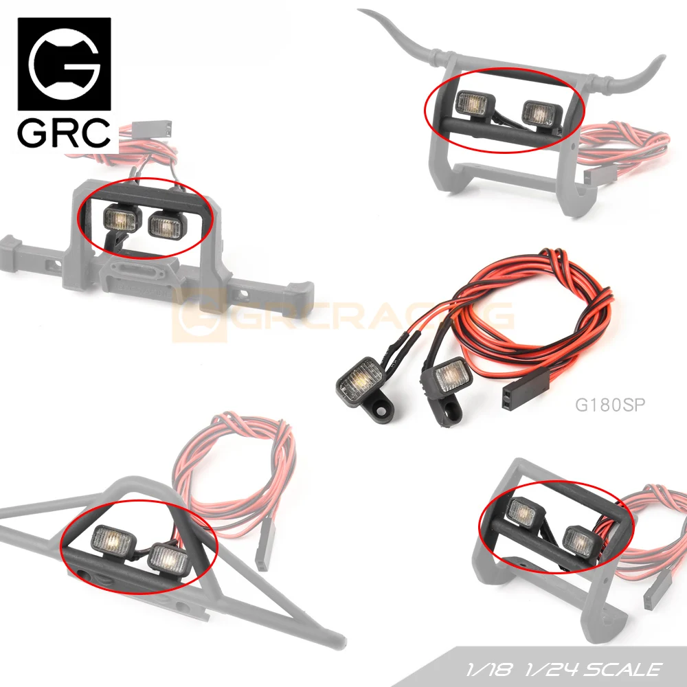 Фото GRC 1/18 передний бампер квадратный прожектор поисковые огни для 1/18 1/24 RC гусеничные автомобили TRX4M SCX24 FCX24 # G180SP №1