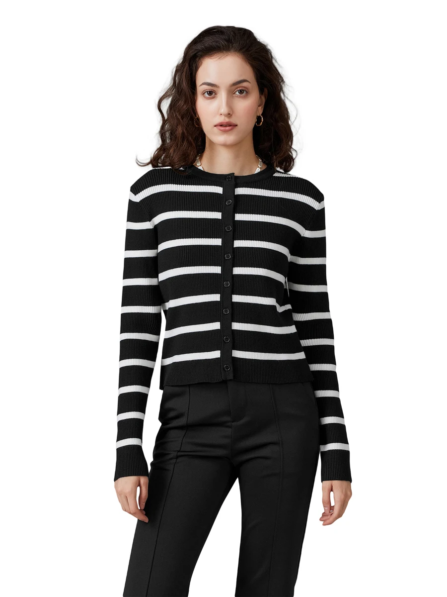 Женские свитера на пуговицах повседневные легкие вязаные кардиганы в полоску с