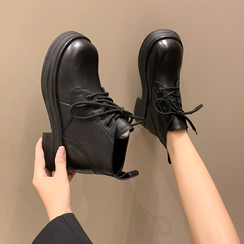 Boots Women's Autumn Fashion Boots Autumn Lace-up Shoes Women's Round Toe Simple Women's Boots  2023 New Women Shoes
